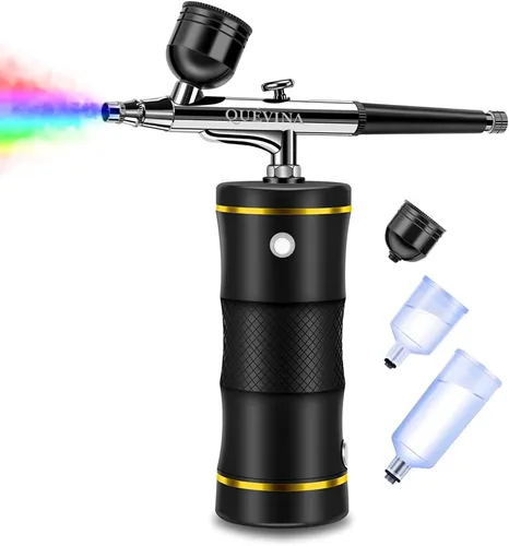Quevina - Kit de aerógrafo inalámbrico, compresor de pistola de cepillo de aire de maquillaje de mano, aerosol para reposteria para mejora de