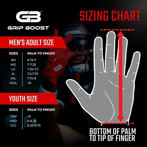 Miniatura 5 de Guantes de fútbol Grip Boost - Tecnología Stealth 6.0 Boost Plus adhesiva sólida - Guantes de fútbol para receptores amplios, tallas para hombres