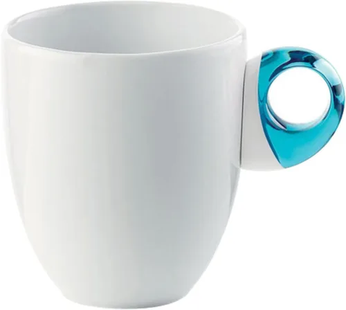 Miniatura 8 de Guzzini Taza diaria con asa, juego de 4 (verde ácido), porcelana y plástico, apta para microondas y lavavajillas, sin BPA, novedosa taza de café
