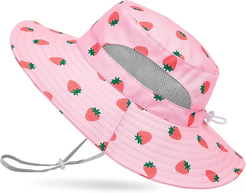Miniatura 26 de Sombrero de sol para niñas de 2 a 8 años de malla con protección UV, sombrero de playa plegable para niñas de 2 a 8 años Azul