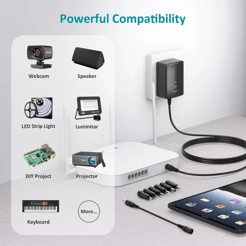 Miniatura 3 de Adaptador de CA universal 9V 2A Fuente de alimentación DC 9V Cable de alimentación 9 V 9 voltios 1.8A 1.5A 1A cargador convertidor inversor con 6
