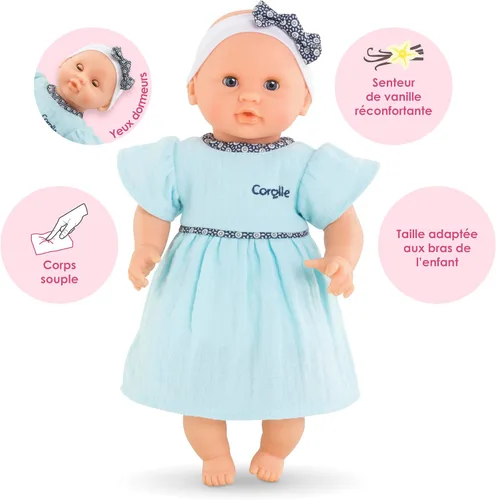 Miniatura 4 de Corolle Bébé Calin Maud - Muñeca bebé niño suave de 12" con aroma a vainilla, atuendo azul y ojos para dormir para niñas de 18 meses en adelante