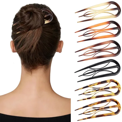 Miniatura 8 de 6 horquillas francesas para mujer, tenedores grandes en forma de U con dientes internos, fuerte sujeción para cabello grueso y fino, rizos franceses