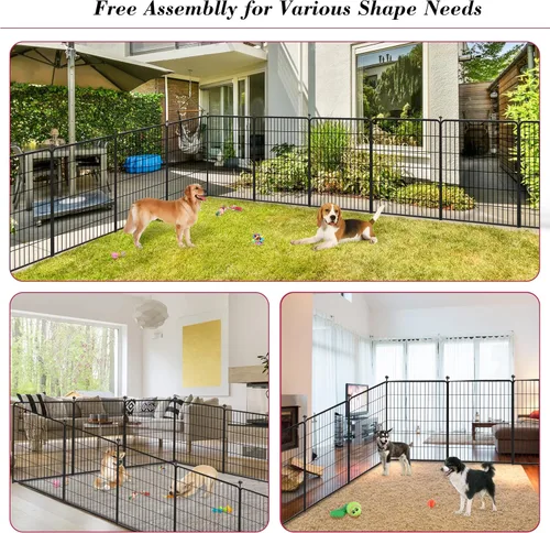 Miniatura 8 de Corralito para perros de 40 pulgadas, 32 paneles, para interiores y exteriores, para perros grandes, medianos y pequeños, valla de metal resistente