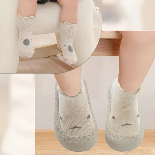 Miniatura 6 de 2 pares de zapatos antideslizantes estilo caroon para bebés, zapatos para niños y niñas, zapatos para caminar, zapatos de goma suave con pantuflas