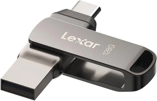 Lexar 128GB JumpDrive Dual Drive D400 USB 3.2 Type-C & Type-A, unidad flash para expansión de almacenamiento, respaldo de fotos para iPhone 15,