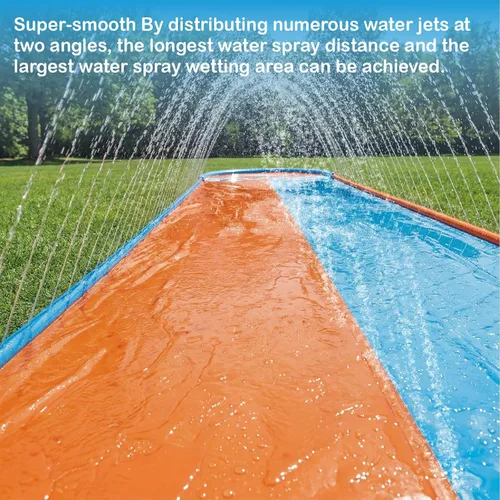 Miniatura 5 de Tobogán acuático inflable con 2 tablas de bodyboard, toboganes de agua de 22.5 pies para patio trasero de niños, sistema de rociadores multivías