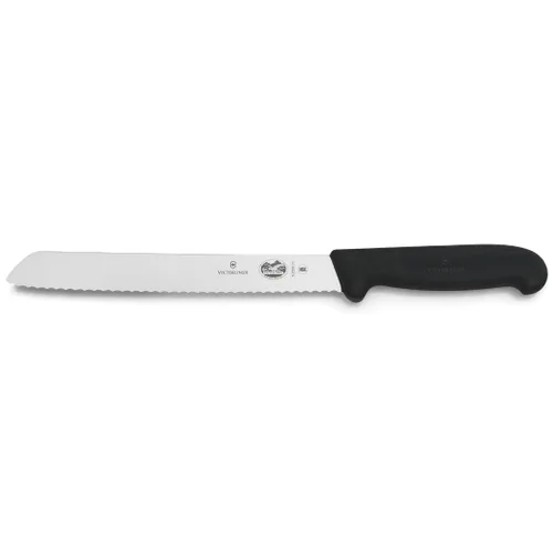 Victorinox 47547 cuchillo dentado para pan con hoja de 10 1/4 pulgadas con mango de fibrox negro, Fibrox Pro, Negro