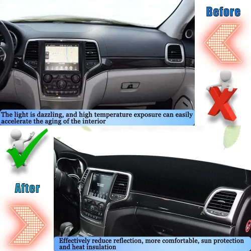 Miniatura 4 de Cubierta de salpicadero para salpicadero, tapete personalizado para Jeep Grand Cherokee 2011-2021 (no para Jeep Cherokee y Grand Cherokee L), Negro