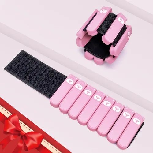 Miniatura 8 de Juego de 2 pesas para muñeca y tobillo (1 libra cada una), pulseras ajustables de silicona con peso para mujeres y hombres, pesas para brazos y Rosa