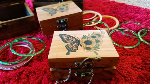 Miniatura 2 de JB&C Premium Caja de joyería pequeña de girasol y mariposa, caja de recuerdo para niñas, mujeres, idea de regalo, adornos para amantes