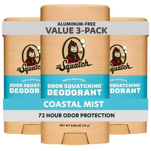 Miniatura 12 de Dr. Squatch Desodorante natural para hombres, sin olor, sin aluminio, alquitrán de pino (2.65 onzas, paquete de 3)