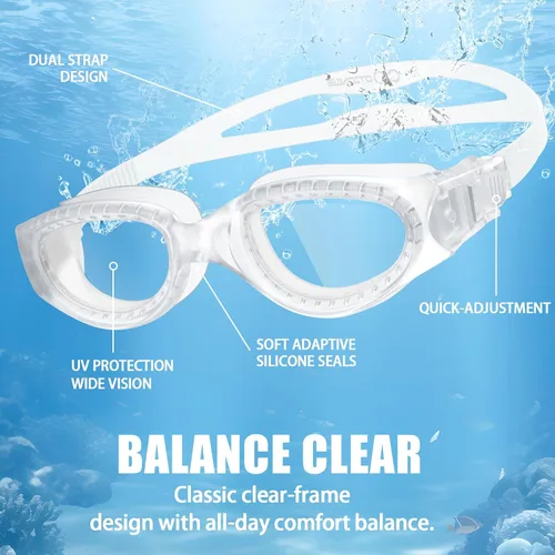 Miniatura 2 de Gafas de natación para adultos, transparentes, sin fugas, antiniebla, UV, gafas de natación de visión amplia para hombres y mujeres