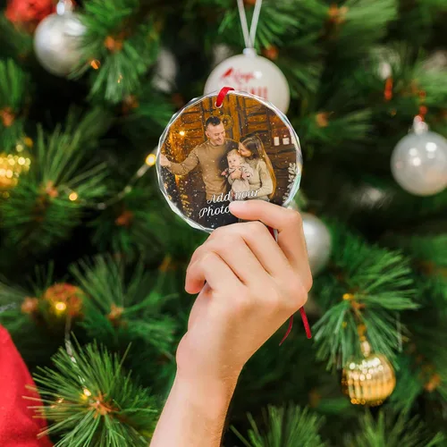 Miniatura 2 de Adorno de Navidad personalizado con foto, adornos de imagen personalizados para Navidad 2026, adorno colgante conmemorativo personalizado