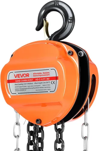 Miniatura 9 de VEVOR Polipasto de cadena manual, capacidad de 1/2 tonelada de 1100 libras, bloque de cadena manual con cadena galvanizada G80 mejorada, altura