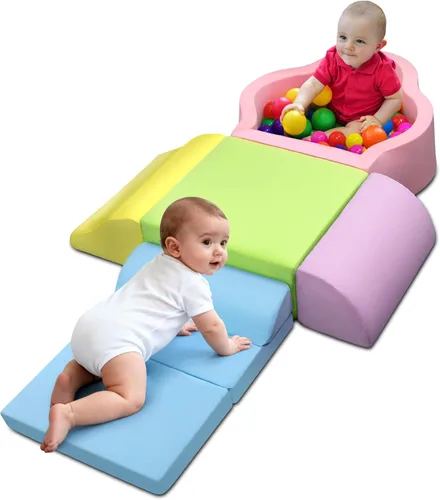 Markdang Juego suave, bloques de escalada de espuma para bebés con parte inferior de partículas antideslizantes y conectores de velcro para niños