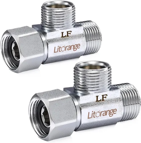 Miniatura 9 de Litorange Válvula en T de compresión Add-A-Tee de latón sin plomo de 3/8 de pulgada, entrada de 3/8 pulgadas por salida de 3/8 pulgadas por salida
