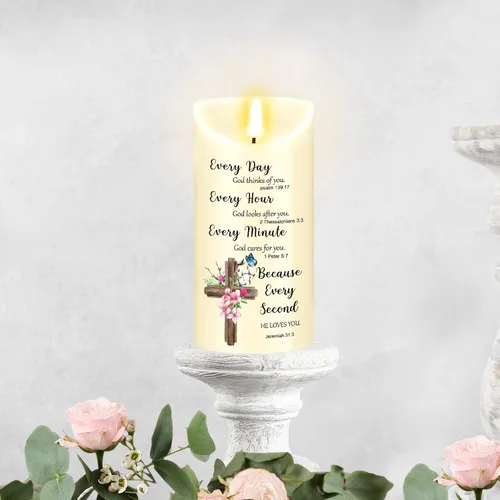 Gerrii Regalos cristianos Velas cristianas para mujer Velas LED Regalos religiosos para mujer Velas LED sin llama inspiradoras y recuerdo con