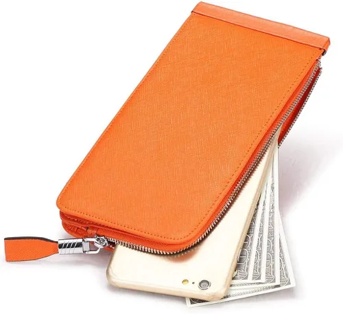 Miniatura 5 de Huztencor cartera de cuero con bolsillo para tarjeta de crédito bloqueo RFID, billetera, funda para tarjetas para mujer