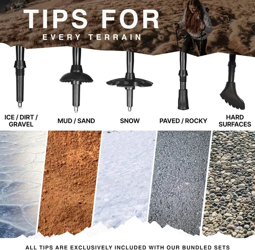 Miniatura 6 de Montem Bastones ultrarresistentes para trekking, caminatas y senderismo - Un par (2 bastones) - Plegables, ligeros, con bloqueo rápido, resistentes