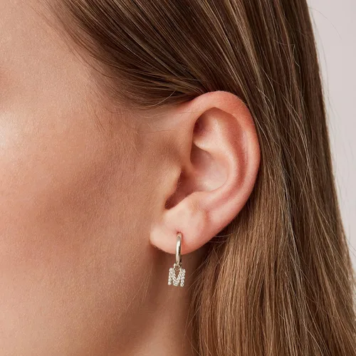 Miniatura 2 de PAVOI 14K Gold Plated 925 Sterling Silver Post Huggie Earring With Initial Dangle CZ Initial Huggie Hoop Earrings Womens Cubic Zirconia Dangle