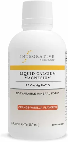 Integrative Therapeutics Calcio líquido y magnesio 2:1 - Suplemento para apoyo óseo* - Fórmula deliciosa - No contiene azúcar, gluten ni lácteos -