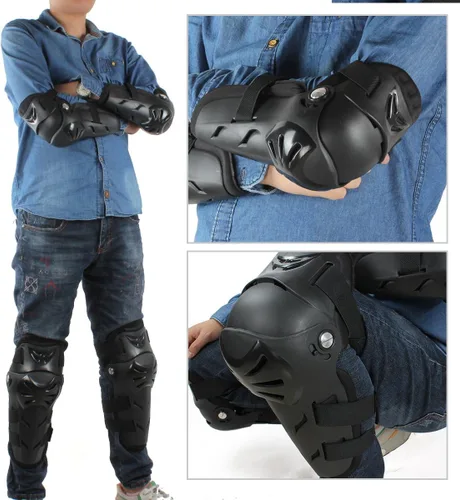 Miniatura 8 de GES Rodilleras para motocicleta – 4 rodilleras para adultos/coderas de motocicleta/almohadillas ajustables para rodilleras, protectores de codo