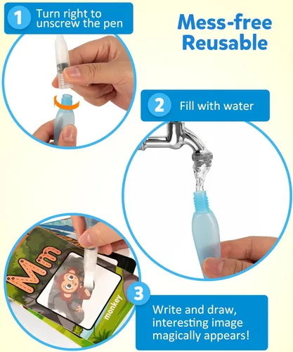 Miniatura 4 de Coogam Tarjetas del alfabeto para colorear al agua, pintura acuática, dibujo al agua, 26 letras ABC, juguete educativo Montessori, regalo para niños