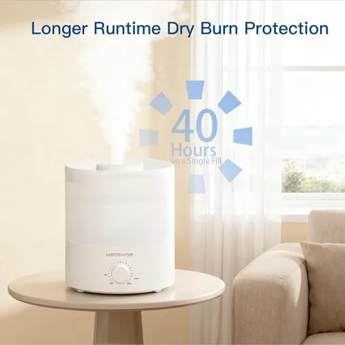 Miniatura 9 de MEGAWISE - Humidificador elegante de 1,5 L para dormitorio, bebé, planta, humidificadores ultrasónicos de bruma fresca de 24 dB, luz nocturna