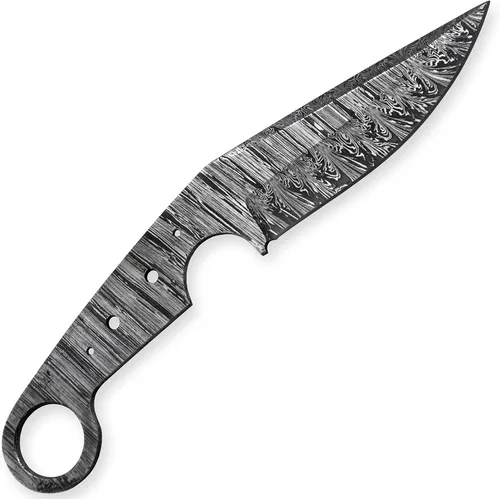 Miniatura 3 de Cuchillo de caza táctico de hoja en blanco de acero de Damasco forjado a mano personalizado Camping, supervivencia, senderismo hoja de colectores