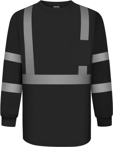 Miniatura 16 de TCCFCCT Camisetas de manga larga de alta visibilidad para hombres y mujeres - Clase 3 Hi Vis, camisas de trabajo de seguridad reflectantes con fondo