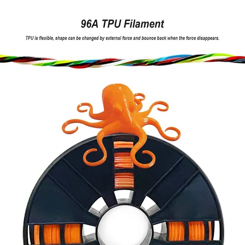 Miniatura 3 de Filamento TPU de 1.75mm, naranja flexible, bobina de 2.0lbs, precisión dimensional +/- 0.05mm, TPU blando 95A