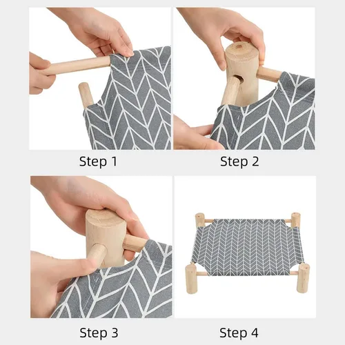 Miniatura 6 de Patas Lague Hamaca para gatos y perros, cama para perros pequeños, de madera, para gatos, mascotas, conejos, refrigeración, para exteriores, muebles