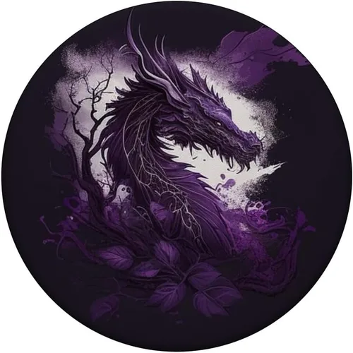 Miniatura 3 de Dragón púrpura sobre fondo místico PopSockets intercambiables PopGrip