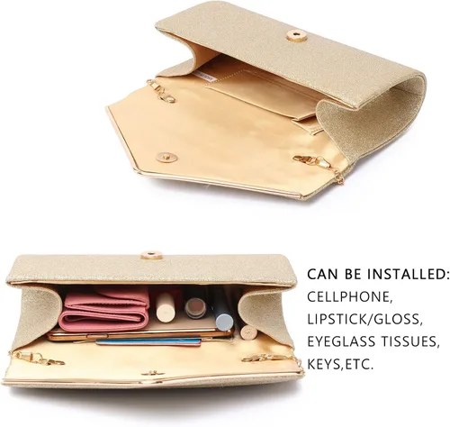 Miniatura 6 de Labair - Bolso de mano brillante para mujer Bolso para noche con purpurina Bolsas para bodas y fiestas