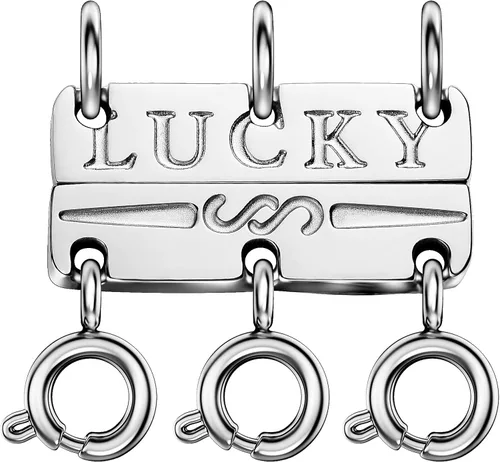OHINGLT Collar de la suerte separador de cierre para apilable, chapado en oro de 14 quilates y plata, múltiples cierres de collar para mujer Triple