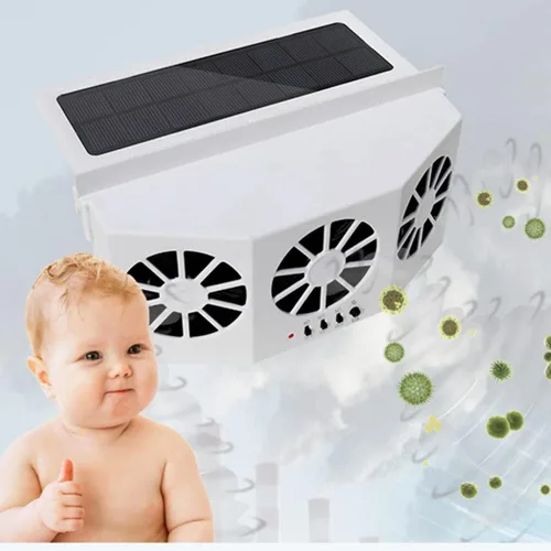 Miniatura 5 de Surakey Ventilador solar para automóvil, ventilador de escape solar de automóvil de 2 W, ventilador de refrigeración de 3 agujeros para radiador