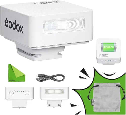 Miniatura 10 de GODOX iM20 Mini Flash para cámara con batería incorporada, compacto y portátil GN10/470 mAh, carga USB-C y zapata universal compatible con Sony Negro