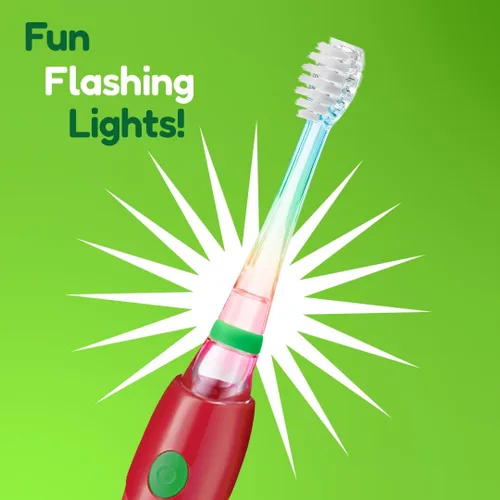 Miniatura 5 de brush-baby - KidzSonic Dinosaur Cepillo de dientes eléctrico para niños a partir de 3 años con luces LED de discoteca, vibraciones sónicas suaves