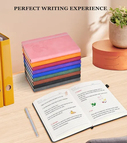 Miniatura 5 de PERCUN Cuaderno rayado para hombres y mujeres, 200 páginas A5 de cuero de tapa dura (5.9 x 8.5 pulgadas), diario de viaje para el trabajo, escuela