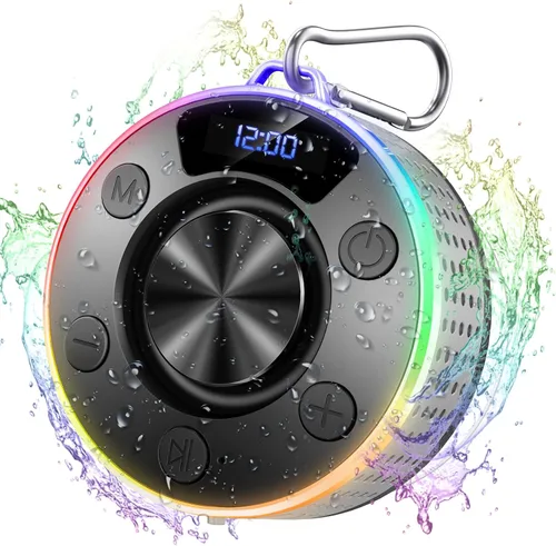 Miniatura 8 de Donerton Bluetooth Shower Speaker, Portable Bluetooth 5.4 Speaker with 360°HD Stereo Sound and Robust Bass, IPX7 Waterproof Speakers, LED Light