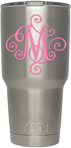 Miniatura 46 de Monogram - Calcomanía troquelada/vinilo adhesivo. Haga clic para opciones de color/letra. Disponible en cuatro colores y todas las letras de la A