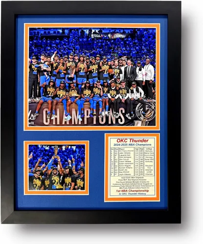 Miniatura 8 de Oklahoma City Thunder (OKC) 2024-2025 NBA Finals Champions Recuerdos coleccionables de baloncesto Imagen enmarcada y regalo de collage de fotos
