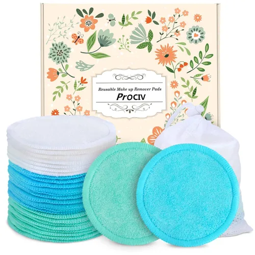 Almohadillas desmaquillantes reutilizables, 18 paquetes de algodón orgánico reutilizables con bolsa de lavandería lavable para tóner, almohadillas