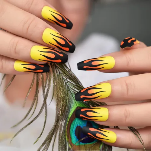 Miniatura 14 de Elevenail - Uñas postizas de longitud media, punta vino rojo, uñas postizas de cobertura total, uñas postizas cortas, uñas falsas, uñas falsas Rojo