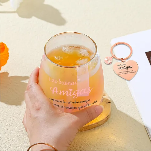 Miniatura 8 de Yalucky Regalos para mujer amiga, vaso de vidrio de 16.2 fl oz, regalos de cumpleaños para mujer, Llaveros para mujeres, regalo de graduación