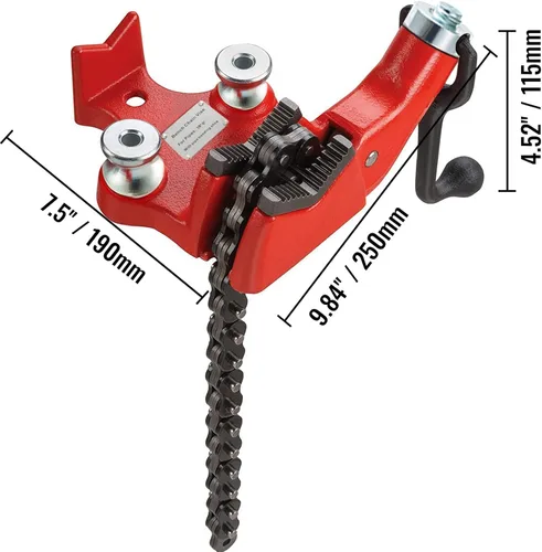 Miniatura 8 de Mophorn Tornillo de banco de cadena de tornillo con capacidad de tubería de 1/8 a 5 pulgadas, tornillo de banco de alta resistencia con manivela