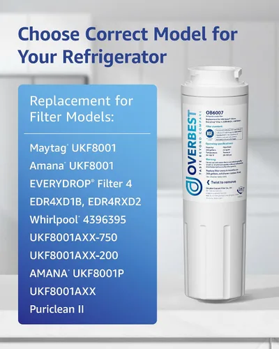 Miniatura 4 de Overbest UKF8001 Reemplazo para EveryDrop by Whirlpool Filtro de agua para refrigerador 4, EDR4RXD1
