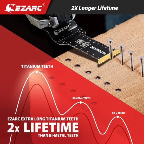 Miniatura 5 de EZARC Hojas de sierra oscilante de titanio, cuchillas multiherramienta oscilantes extralargas para metal, clavos de madera, corte de tornillos