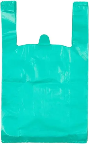 LazyMe Bolsas para camisetas de plástico con asas a granel para tiendas y restaurantes, bolsas de plástico para negocio, 12 x 20 pulgadas (azul